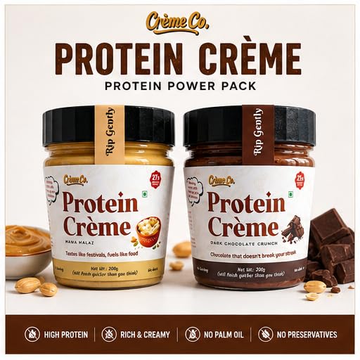 Image of CREME CO. Protein Power Pack - Dark Chocolate & Mawa Malai Protein Creme Combo (2 X 200G)