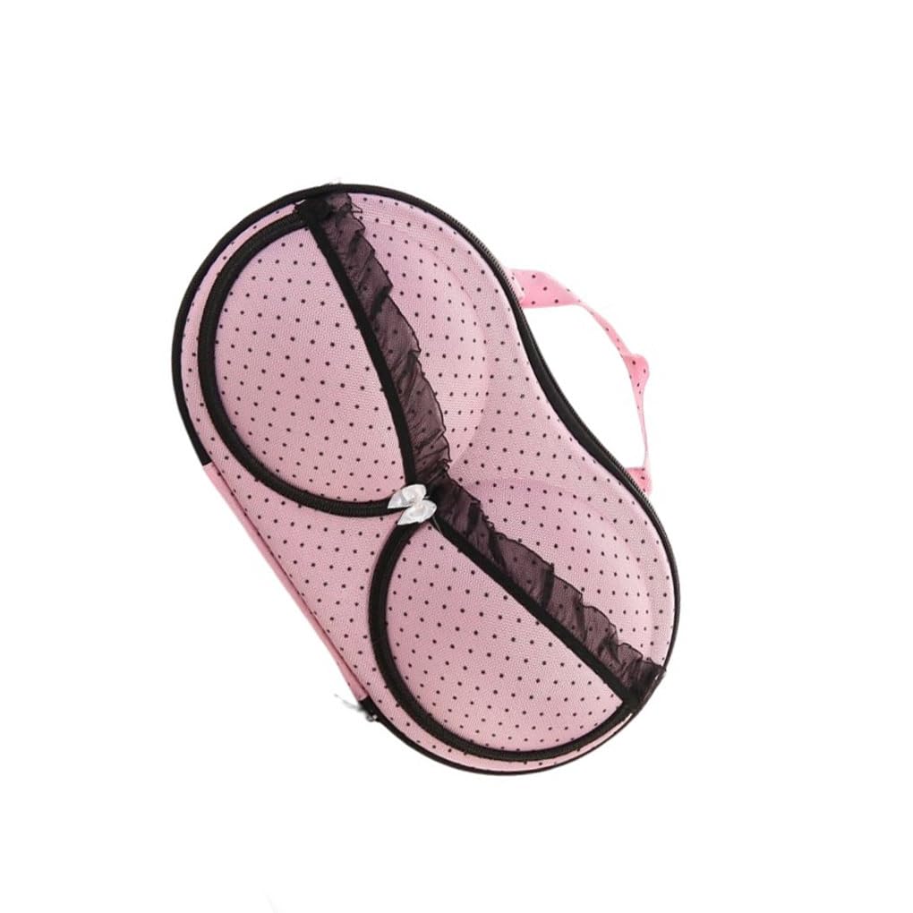 WOVEBIUS EVA Bra Storage Box Portable Underwear Organizer Zipper Closure Boxes Closet Organizers Case Bin Travel Pink Black Spots