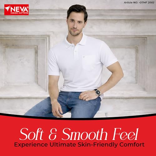 Image of NEVA Men's Regular Fit Half Sleeve Polo Neck T-Shirt with Chest Pocket