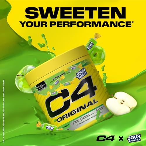 Image of C4 Original Pre Workout - Jolly Rancher Green Apple - Pre-Workout for Endurance, Focus & Performance with 200mg Caffeine, Beta-Alanine, Creatine Nitrate, L-Arginine & PeptiPump - 30 Servings