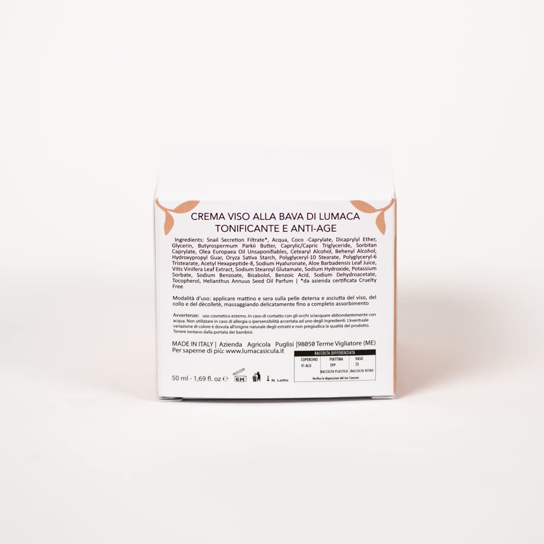 Crema viso bava di lumaca 70%, acido ialuronico, aloe vera, anti-age 50ML, idratante, antiossidante della vitamina E, contrasta invecchiamento cutaneo, arrossamenti