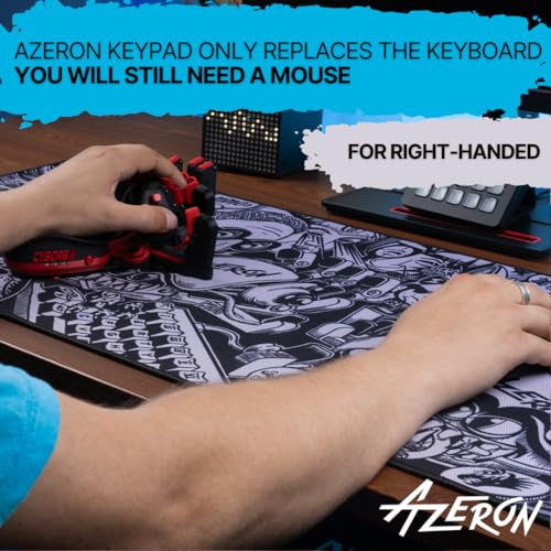 Image of AZERON Gaming Keypad - Programmable One Handed Gaming Keyboard for PC Gaming, Hall Effect Joystick and 30 Programmable Keys, 3D Printed Keypad for Righties (Red, Cyborg II Compact)