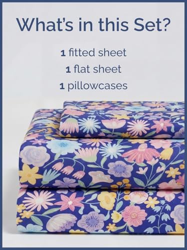 Image of Kids Twin Purple Meadow Bed Sheets - 3 Piece Kids Purple Meadow Sheet Set | Purple Meadow Themed Bedding, Ultra-Soft, Cute & Cozy, Breathable & Machine Washable, Bed Set for Boys, Girls & Teens, Comfy