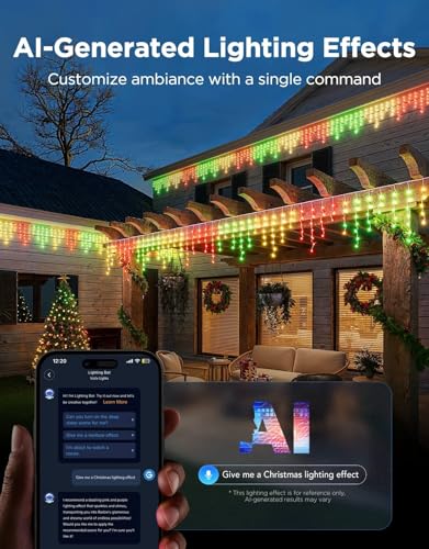 Govee Icicle Lights 10M, Smart RGBIC LED Icicle Lights with 400 LEDs for Christmas Outdoor Holiday Decor IP67 Waterproof - Image 4