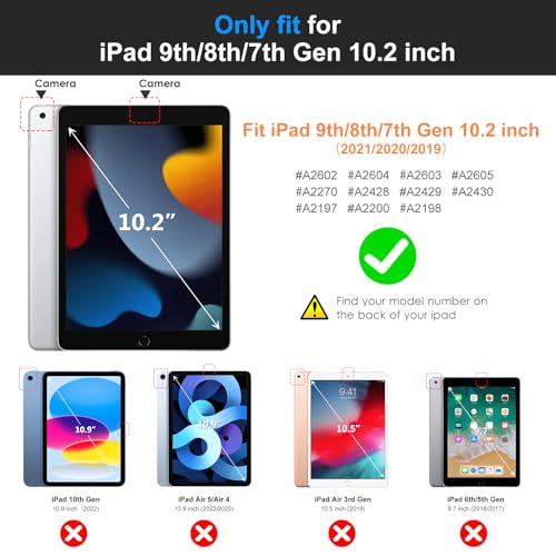 Image of DTTO for iPad 9th /8th /7th Generation 10.2 inch Case 2021 /2020 /2019 with Keyboard, 7 Colors Backlit Wireless Detachable Keyboard Premium Leather Folio Cover with Pencil Holder & Pocket, Black