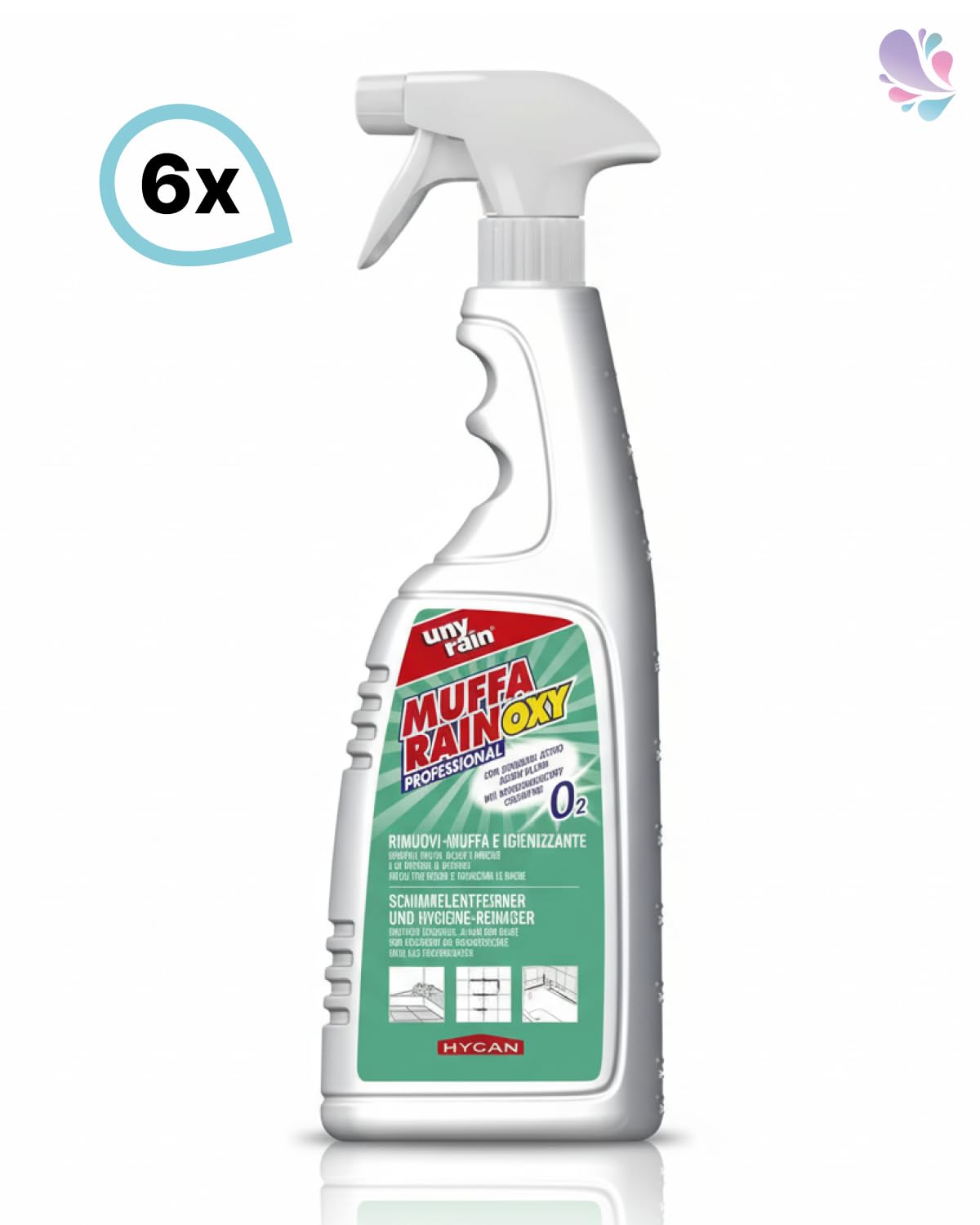 Schimmelentferner OXY Aktivsauerstoff 6x750 ml | Chlorfrei, Aktivsauerstoff, gegen Schimmel, Algen, Moos & Verfärbungen
