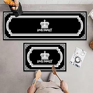 Küchenteppiche und -matten, rutschfest, waschbar, super saugfähig, Mikrofaser, Küchenmatte, modern, Teppiche, schwarz…