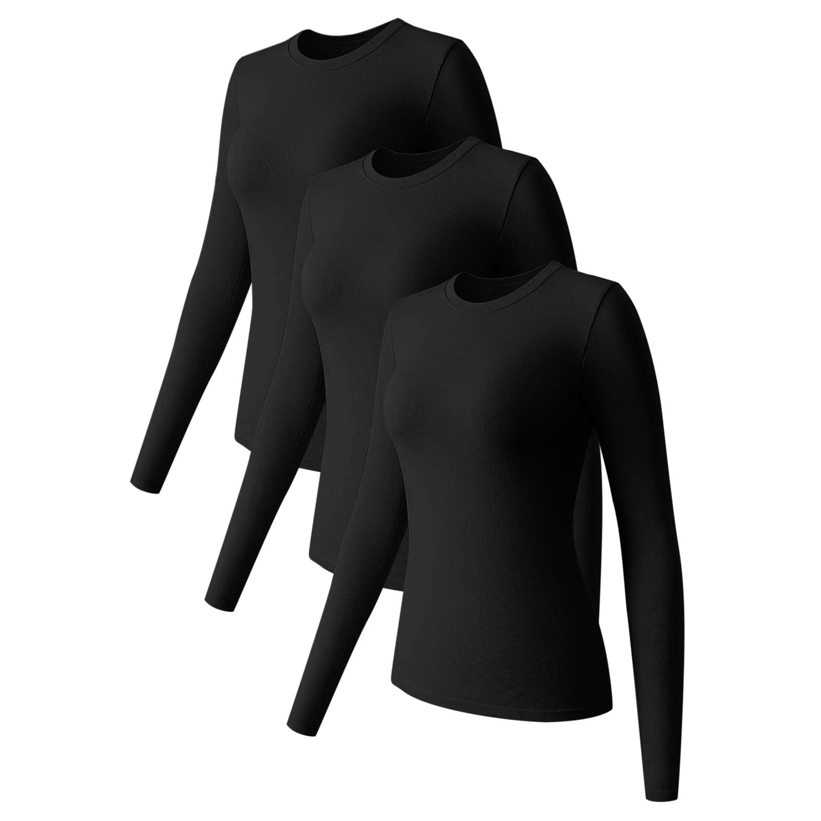 3-teiliges Damen-Langarmoberteil mit Rundhalsausschnitt, Stretch-T-Shirt mit taillierter Lage Fahrrad Sachen Damen Coole T Shirts Herren