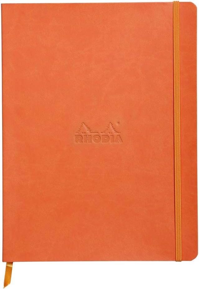 Rhodia Rhodiarama SoftCover Notebook - 80 Lined Sheets - 9 3/4 x 7 1/2 - Tangerine Cover, 117514C