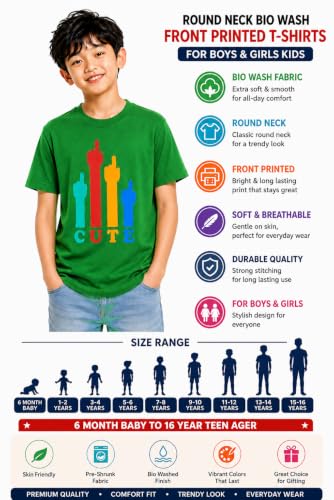 Image of Double F Boys Half Sleeve Cotton Regular Fit Printed Round Neck T-Shirt for Ages 6 Months to 16 Years