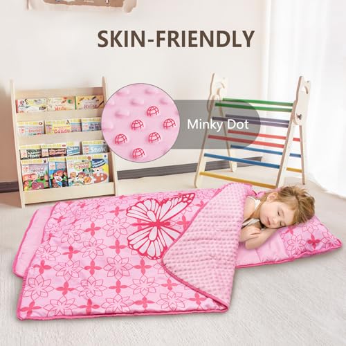 Image of Primlect Toddler Nap Mat with Removable Pillow and Fleece Blanket, Extra Large 55''x35'' Sleeping Bag, Washable, Light, Easy to Roll up, Perfect for Daycare, Preschool, Kindergarten, Travel