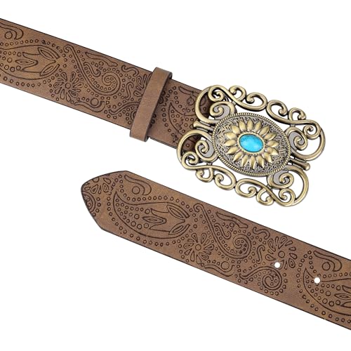 CHIC DIARY Women Western Leather Blet Cowgirl Country Belt Vintage Waist Belt for Jeans3