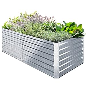 Ohuhu verhoogd plantenbed 180x90x60 cm, metalen verhoogd bed voor groenten, verhoogd extra groot groentebed, plantenbak, koud frame, tuinbed, plantenpot, bloembak, gegalvaniseerd staal voor de tuin