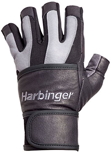 Harbinger Men's BioFlex WristWrap Weightlifting Gloves with Spider Grip Leather Palm (Pair), Small