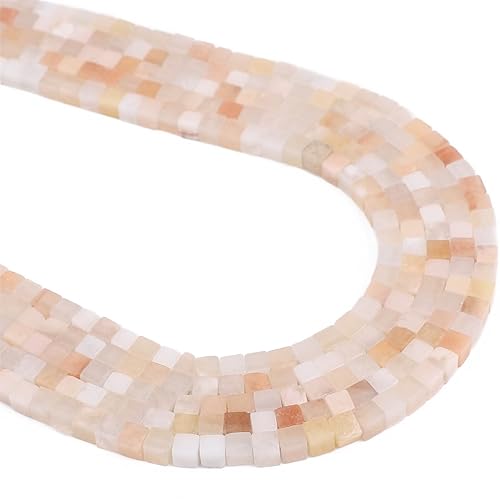 Cuentas espaciadoras de cubo de aventurina rosa natural, cuentas de piedra cuadradas sueltas de 0.157 in para hacer joyas, 15.0 inhebra