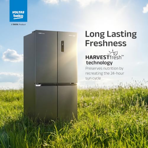 Image of Voltas Beko, A Tata Product, 522 L, Inverter, Convertible, Frost Free, French Four Door Side by Side Refrigerator (2026 Model, R4D522 /FPV3N0RXID, Inox, with Harvest Fresh Technology)
