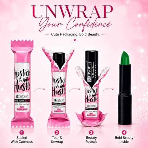 Image of Krayons Cute Pop Matte Lipstick for Women - Shade 305 Magic Pink, India's 1st Twist-Wrap Lip Stick, Long Stay Waterproof Lipstic, Rich Pigmented Daily Wear Matt Lipsticks, 3.5g