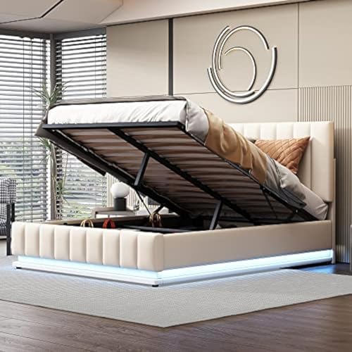 Bett 140x200 Mit Stauraum - Boxspringbett Mit LED Beleuchtung & Hydraulischem Bettkasten