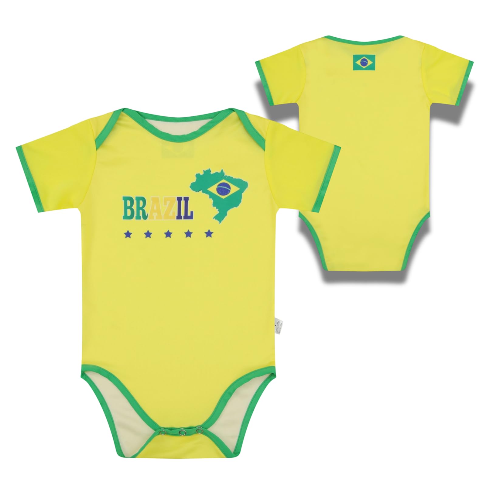GEREISHIRE Brazil Football Baby Grow Bodysuit Infants Onesie Newborn One-Piece Romper Yellow 12-18 Months