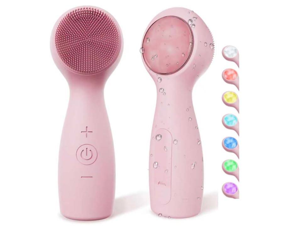 Cepillo limpiador facial eléctrico 2 en 1, Silicona Cepillo limpieza Facial con Covibratorio Masaje, Cepillo Facial Silicona para la limpieza de los poros del rostro
