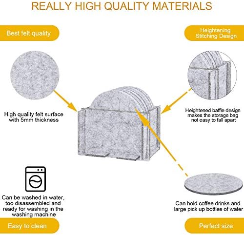 Jubor Non-Slip Felt Placemats, 19 Pcs Washable Felt Table Mats, Place Mats with Coasters, Cultery Bags And Storage Box, Heat-Resistant and Wipeable Placemat Set for Dining Party Home Restaurant