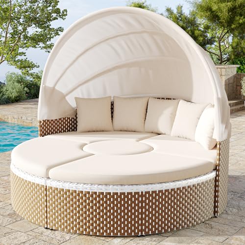 MOBETTRES Garten-Lounge-Sessel-Set, Sonneninsel, Rattan-Gartentisch...