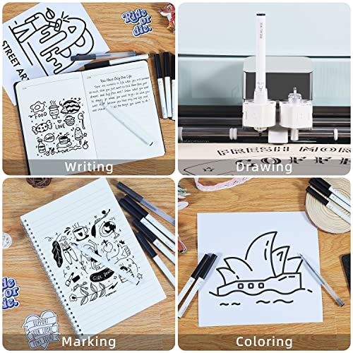 Image of REALIKE Variety Pens for Cricut Maker 3 /Maker 4 /Maker /Explore 3 /4 /5 /Air 2 /Air,Black Pens Set of 7Pack Include Fine Point Pen,Glitter Gel, Marker, Calligraphy Writing Drawing Pens