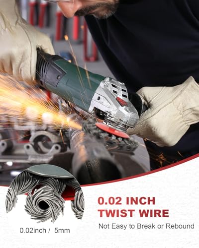 Image of Rocaris 45 Pack 4 Inch Wire Wheel Brush for 4 1 /2 Angle Grinder | Twist Knotted Wire Wheel with 5 /8 inch Thread Arbor for Heavy-Duty Conditioning Removing Rust