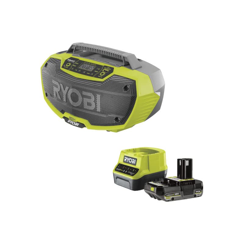 Pack RYOBI Radio d'atelier R18RH-0-18V One+ - 1 Batterie 2.0Ah - 1 Chargeur Rapide RC18120-120