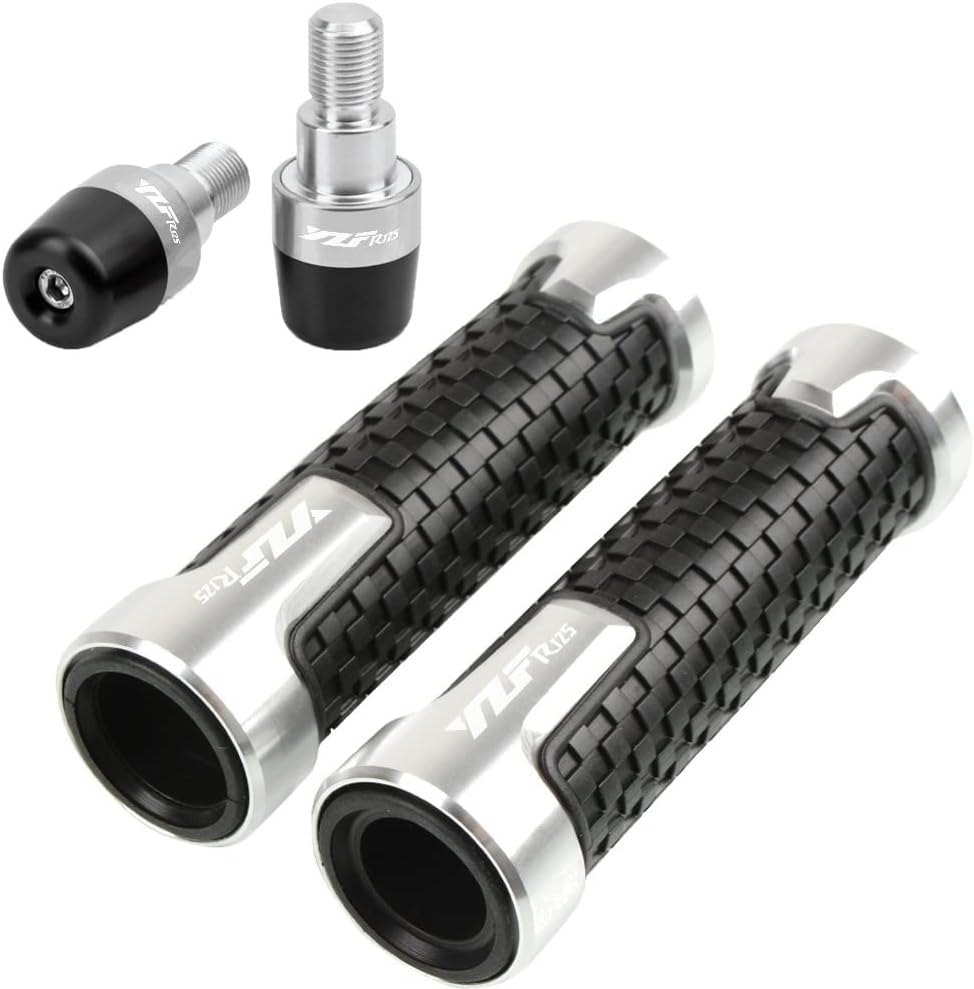 Handlebar Plug for Yamaha YZFR125 YZF R125 2008-2014 2013 2012 2011 Motorcycle Handlebar Hand Grips Anti Skid Handle Bar Cap Ends Plug CNC Aluminum Accessories (Color : Silver)