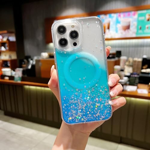 Étui de chargement magnétique iPhone 13 Pro Max avec Coque à Paillettes Antichoc