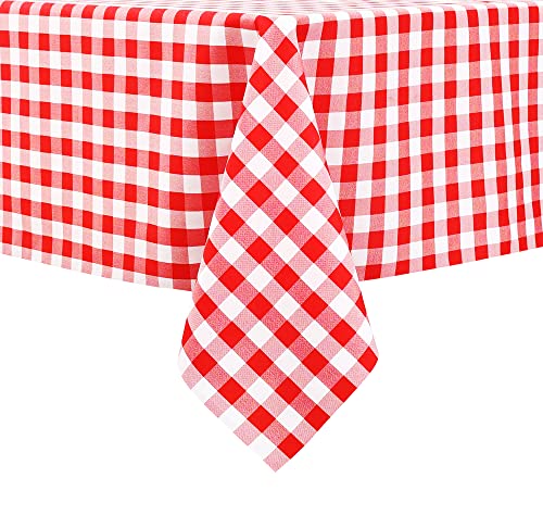 Gift Expressions 12 Ct Premium 54X108 Inch Plaid Rectangle Plastic Tablecloth Waterproof Disposable Party Event Decoration Heavy Duty Table Cover (Red,Plaid) #TOP1