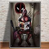 feilongzaitian Deadpool Superheld Lustiger Film Toilette Poster Und Drucke Wandbilder Für Wohnzimmer Nordische Dekoration Wohnkultur Cuadro A1057 50X70Cm (Ohne Rahmen)