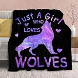 Wolf Blanket Gifts for Girls Women-40x50 Inches Super Soft Lightweight Flannel Throws Blankets Wolve