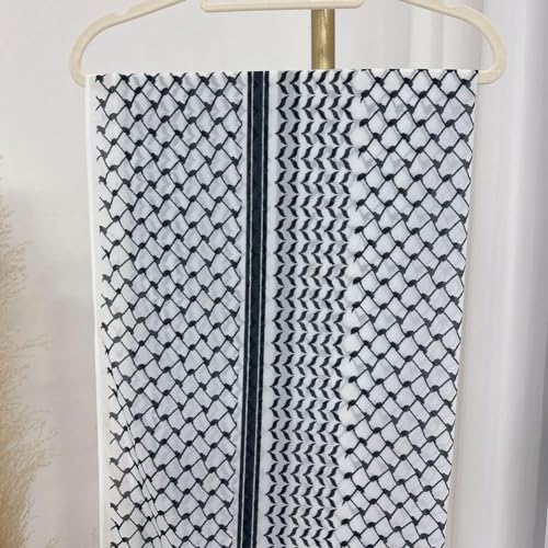 Palestine Scarf Arab Keffiyeh,Muslim Women's Chiffon Hijab Shawl Printed,Keffiyeh Arab Unisex Scarves 28 * 71inches (Black, onesize)2