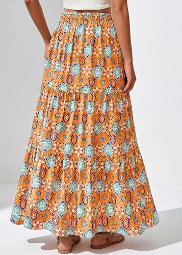 Image of KIRUNDO Maxi Skirts for Women Summer Boho Floral Long Skirt