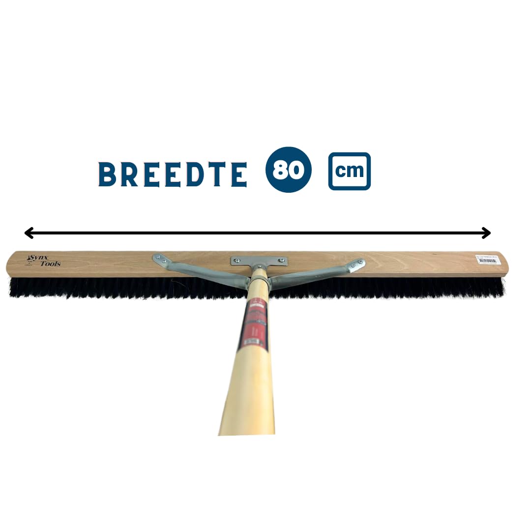 Robuster Hausbesen 80 cm Stabiler mit 150 cm Stiel Industriebesen Straßenbesen Hallenbesen Gartenbesen staubbindender Besen aus Holz, Kehrbesen und Stubenbesen innen, weiche Borsten