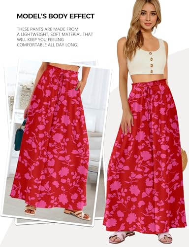 Buauty Women's Wide Leg Pants High Waist Palazzo Pants Boho Flowy Dress Pants 2024 Summer Trendy Casual Lounge Beach Trousers2