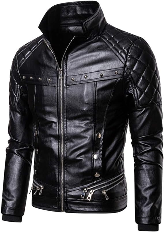 Men's Removable Fur Collar Sherpa Lined Steampunk Faux Leather Jacket3