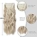 Clip in Natural Hair Extensions Long Wavy 4PCS Thick Hairpieces Dark Ash Blonde Mixed Bleach Blonde Double Weft Synthetic 20 Inch for Women (4pcs, 20Inch, 16H613#)