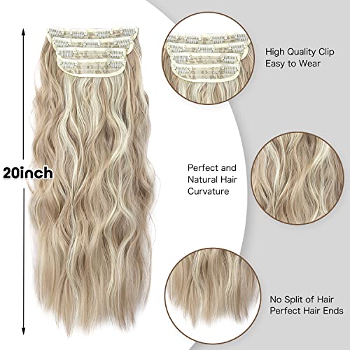 4Pcs Clip in Hair Extension, Curly Hair Extension Clip in, 20 Inches Long Synthetic Hair Extensions - Image 4