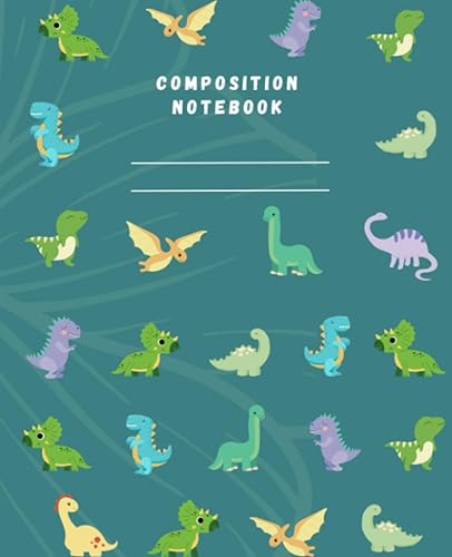 Composition Notebook Dinosaur Journal with Lined Paper For Kindergarten, School and College, Wide Ruled Comp Book For Students K-12, 110 Sheets, ...