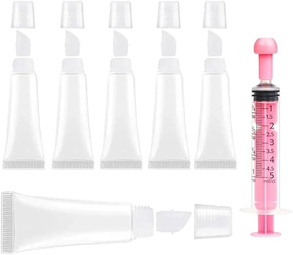 6 unidades Tubos Vacíos para Lipgloss, Gloss Labios, Botellas Cosméticas Reutilizables, Envases para Bálsamo Labial, Ideales para Champú, Loción y Más (5ml) (Transparente) - 1