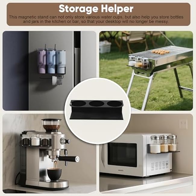 Magnetic Cup Holder for Stanley 30/40oz, 2Pack Water Bottle Organizer for Refrigerator, Tumbler Lid Organizer Stanley Cup Accessories, Magnetic Cup Holder for Fridge Kitchen Cabinet