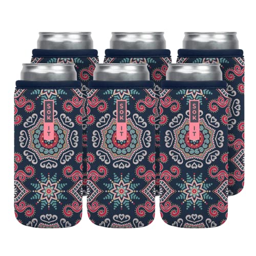 Sok It CanSok 6 Pack Sleeve for Beer & Soda Insulated Neoprene Cover (Floral Burst, 12oz Slim Can Sleeve - 6 Pack)