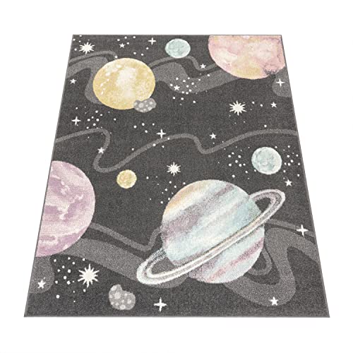 Paco Home Children's Rug Child's Room Girls Boys Various Motifs And Sizes, Size:120x160 cm, Colour:Anthracite