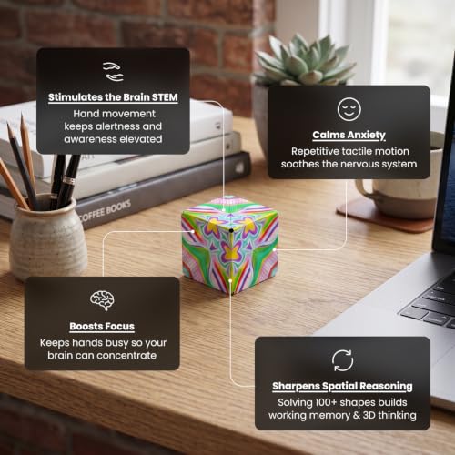 Image of Shashibo Shape Shifting Box - Award-Winning, Patented Fidget Cube W / 36 Rare Earth Magnets - Extraordinary 3D Magic Cube Magnet Fidget Toy Transforms Into Over 70 Shapes (Undersea), Kid