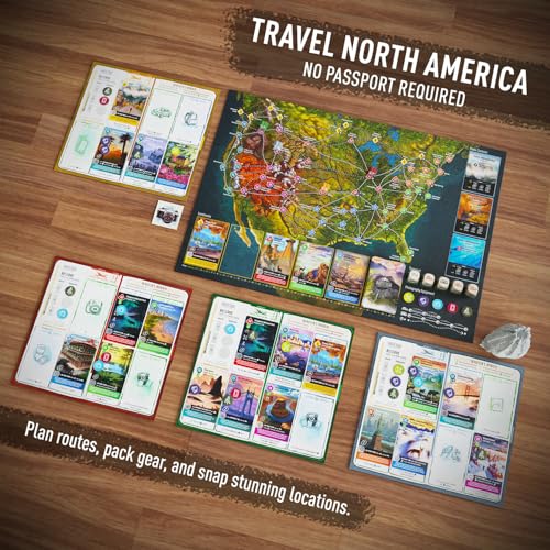 photo tour north america  family board game for kids and adults  travel strategy game  ages 8  easy to learn  15 players  fun for game night amp educational play