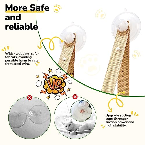 Catism CHM-05-KAKI-AL01 Cat Window Perch, Cat Hammock Window Seat, Cat Window Hammocks Bed For Indoor Cats, Large Cat Perch With Sturdy Screw Suction Cups thumb #2