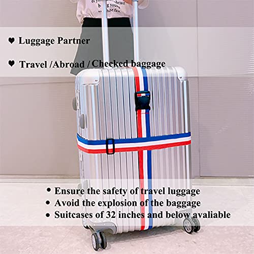 Image of 2 Pack Luggage Straps, Bright Colors Adjustable Suitcase Belts with Quick Release Buckle (FranceColor)